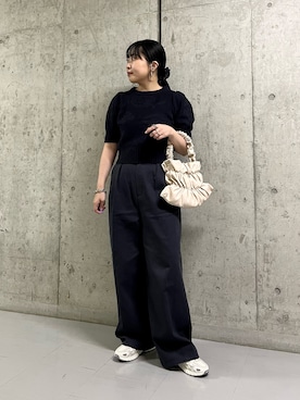 「アイテム（シュシュ）」を使った、わたさん（レディース・156cm）の秋コーディネート