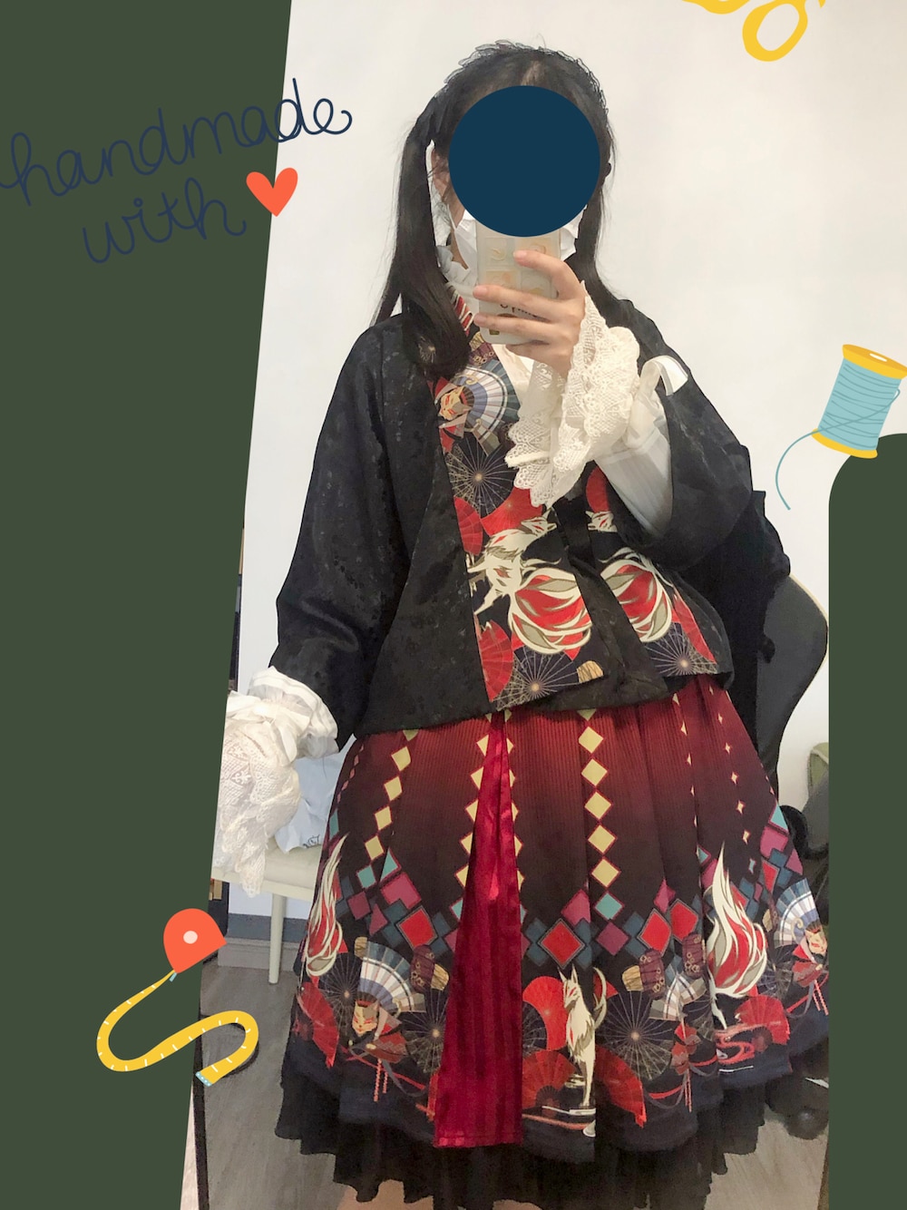 「lolita、lolitafashion、かわいい、秋のコーデ、秋コーデ、秋服準備はじめました、skirt、女の子、girl」｜「grovedeerのアイテム（スカート、レッド系）」を使った、Wakakoさん（レディース・158cm）の秋コーディネートの1枚目の写真