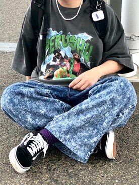 Perushu（ペルーシュ）の「ヴィンテージライクロックTシャツ（Tシャツ 