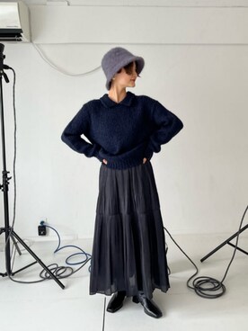 「TRICOTS JEAN MARC（トリコットジーンマルク）のアイテム（ニット/セーター）」を使った、藤野（fujino）さん（レディース・152cm）の冬コーディネート