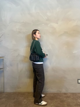 「GU（ジーユー）のアイテム（スウェット、グリーン系）」を使った、azuさん（レディース・159cm）の春コーディネート