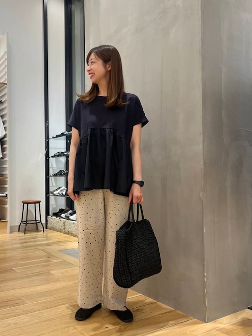 布帛切替半袖T FOUND GOOD tシャツ 布帛切替プルオーバー レディース