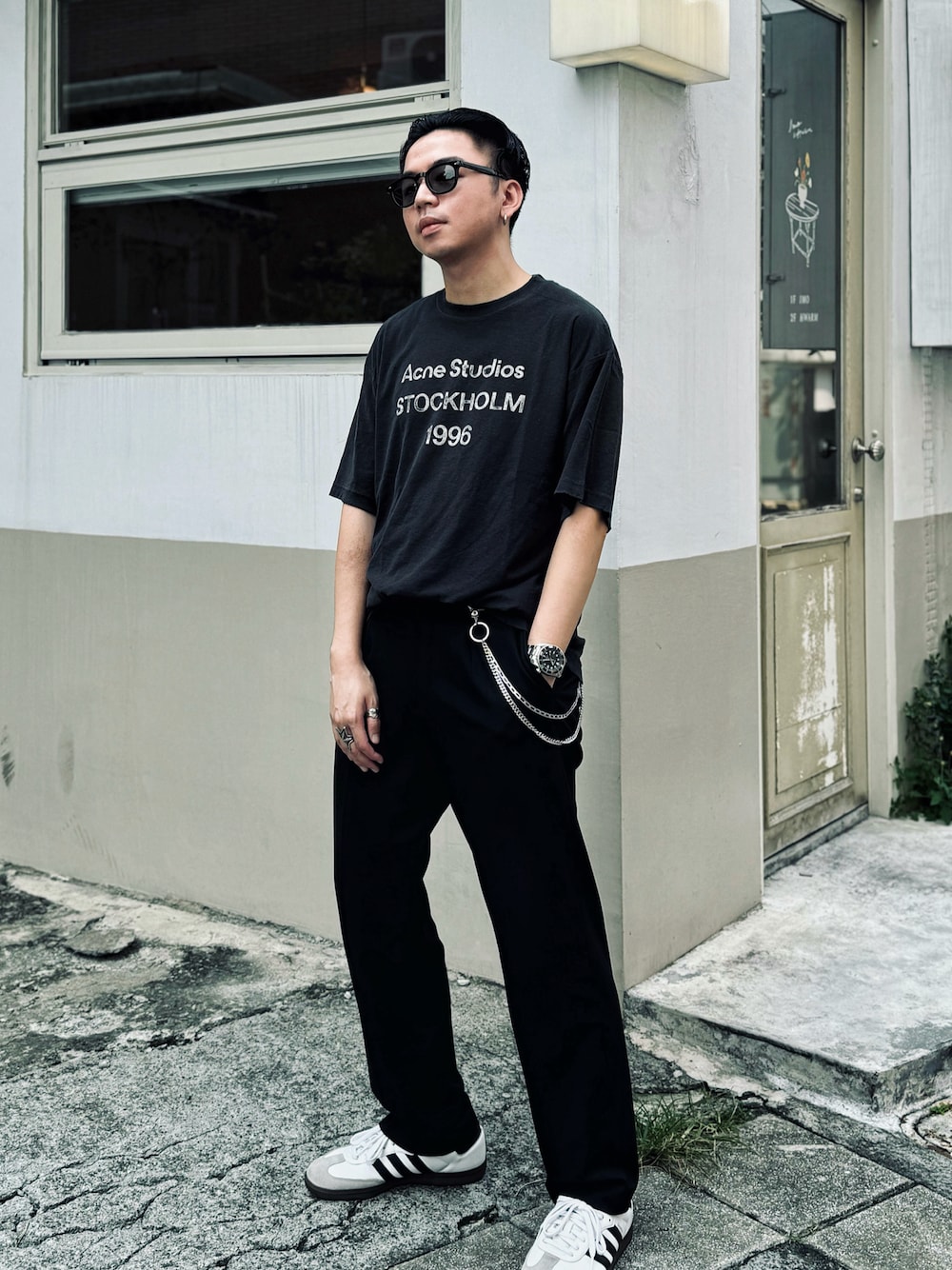 「UNIQLOのアイテム（スラックス、ブラック系）」を使った、Siicさん（メンズ・170cm）の夏コーディネートの1枚目の写真