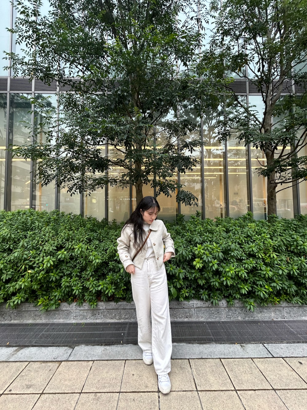 「ootd、今日のコーデ、お出かけコーデ、休日スタイル、シンプル、春色、シンフルコーデ」｜「LAC-VERTのステンカラーフェイクウールコート（ステンカラーコート、ベージュ系）」を使った、N♡さん（レディース・160cm）の冬コーディネートの1枚目の写真
