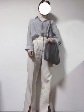 「アイテム（イヤーカフ、イエロー系）」を使った、ちゃきさん（レディース・164cm）の秋コーディネート