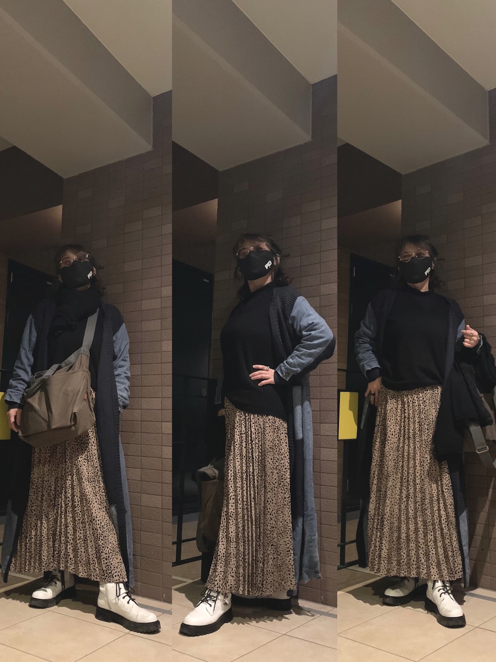 「休日スタイル、オトナカジュアル、ゆるコーデ、ムスメを迎えに、二駅分歩いた🚶‍♂️」｜「Dengli.のアイテム（ショルダーバッグ、グリーン系）」を使った、Megumi Hiroeさん（レディース・148cm）の冬コーディネートの1枚目の写真