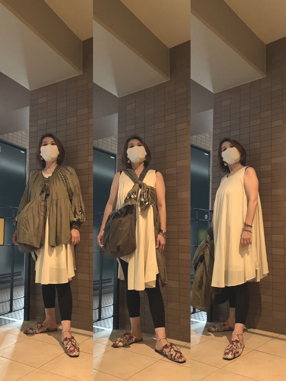 「秋のコーデ、暑かったけどね、ムスメとお出かけ」｜「Dengli.のアイテム（ショルダーバッグ、グリーン系）」を使った、Megumi Hiroeさん（レディース・148cm）の秋コーディネートの1枚目の写真