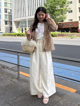 「couture brooch（クチュールブローチ）の【洗える】愛されシアーマンパ（ブルゾン、イエロー系）」を使った、AOIさん（レディース・157cm）の春コーディネート