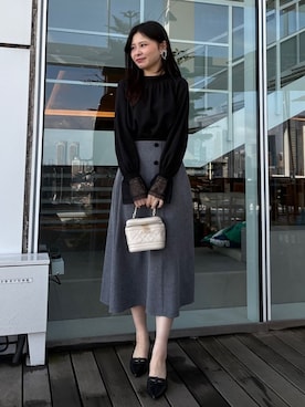 「couture brooch（クチュールブローチ）のアイテム」を使った、AOIさん（レディース・157cm）の春コーディネート