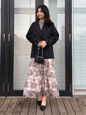 「couture brooch（クチュールブローチ）の【撥水・洗える】ハーフ トレンチコート（トレンチコート、ブルー系）」を使った、AOIさん（レディース・157cm）の春コーディネート