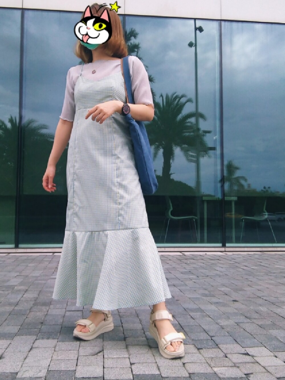 「earth music&ecologyのアイテム（ワンピース/ドレス、その他）」を使った、みあめさん（レディース・154cm）の夏コーディネートの1枚目の写真