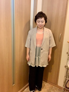 「UNIQLO（ユニクロ）のアイテム（パンツ、ブラック系）」を使った、とみちゃんさん（レディース・145cm）の夏コーディネート