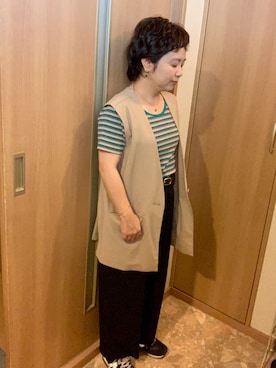 「NEW BALANCE（ニューバランス）のアイテム（スニーカー、ブラック系）」を使った、とみちゃんさん（レディース・145cm）の夏コーディネート