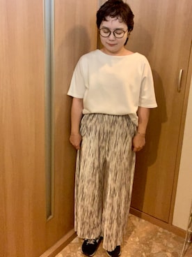 「anchicのアイテム（トップス、ホワイト系）」を使った、とみちゃんさん（レディース・145cm）の夏コーディネート