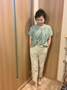 「Honeys（ハニーズ）のアイテム（シャツ/ブラウス）」を使った、とみちゃんさん（レディース・145cm）の夏コーディネート