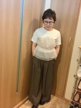 「URBAN RESEARCH DOORS(アーバンリサーチドアーズ)のアイテム(メガネ)」を使った、とみちゃんさん(レディース・145cm)の秋コーディネート
