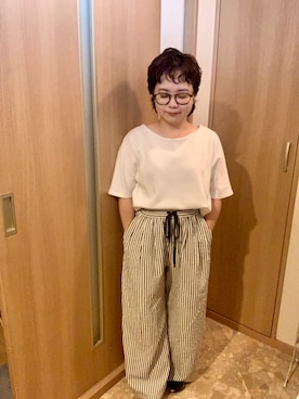 「anchicのアイテム（トップス、ホワイト系）」を使った、とみちゃんさん（レディース・145cm）の夏コーディネート