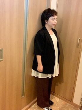 「NEW BALANCE（ニューバランス）のアイテム（スニーカー、ブラック系）」を使った、とみちゃんさん（レディース・145cm）の夏コーディネート