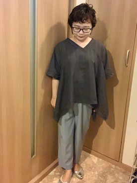「fifth（フィフス）のアイテム（パンツ、ブルー系）」を使った、とみちゃんさん（レディース・145cm）の夏コーディネート