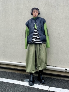 「ブーツイン」｜「アイテム（その他アウター）」を使った、蒼葉えるさん（レディース・166cm）の秋コーディネート
