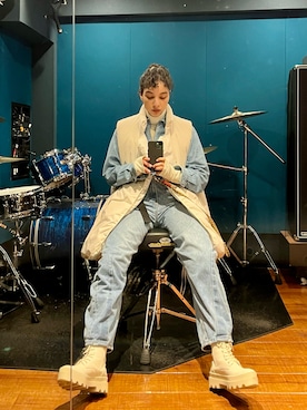 「crie conforto（クリーコンフォルト）のアイテム（ジャケット/アウター）」を使った、蒼葉えるさん（レディース・166cm）の秋コーディネート
