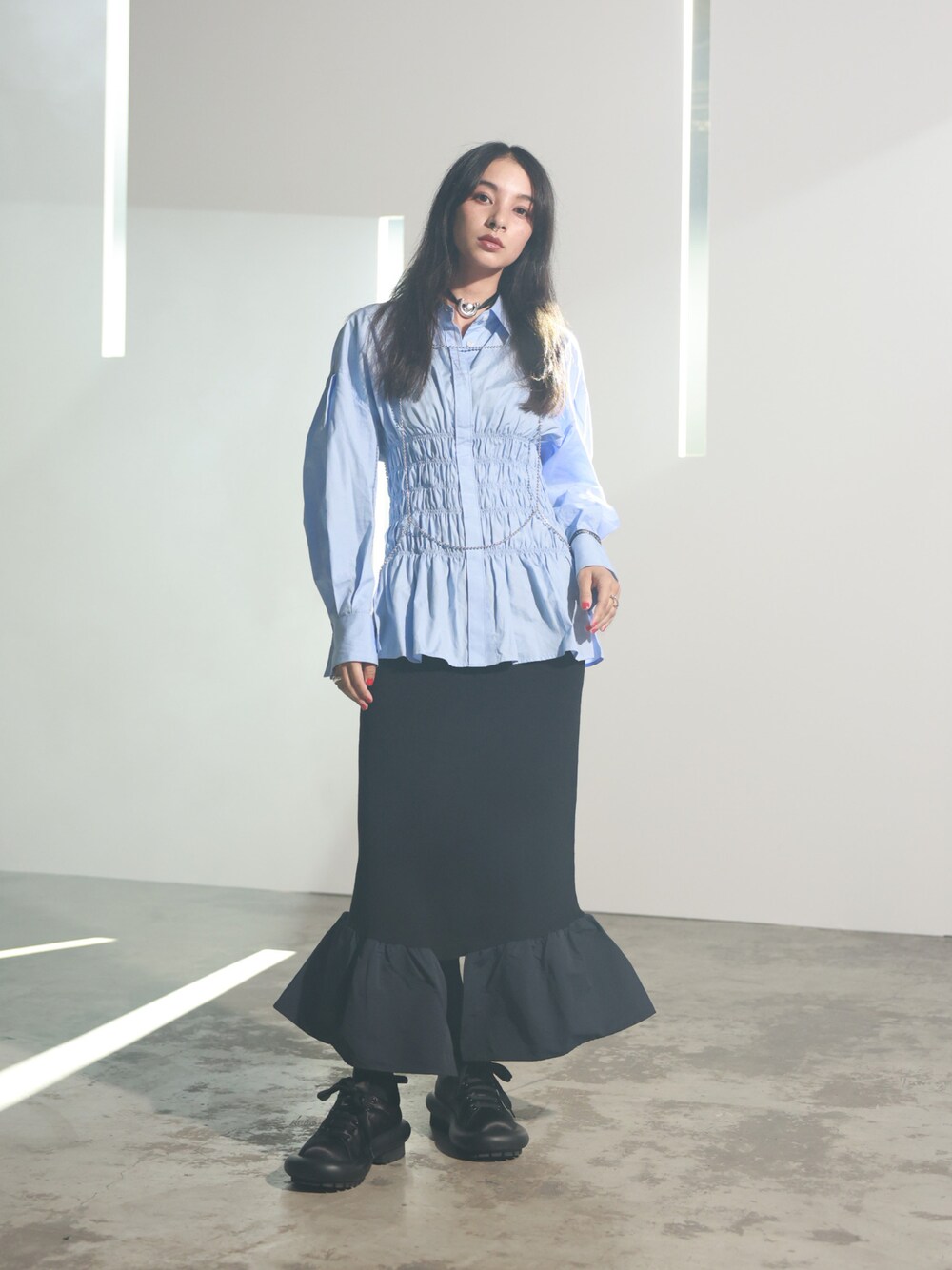 HeRIN.CYE（ヘリンドットサイ）の「Knit frill skirt (ニット フリル