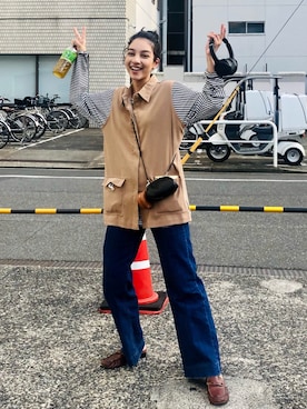 「ETHOS（エトス）のアイテム（トップス）」を使った、蒼葉えるさん（レディース・166cm）の秋コーディネート