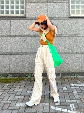 「NOUNLESS（ナウンレス）のアイテム」を使った、蒼葉えるさん（レディース・166cm）の夏コーディネート