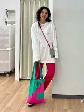 「NOUNLESS（ナウンレス）のアイテム」を使った、蒼葉えるさん（レディース・166cm）の夏コーディネート