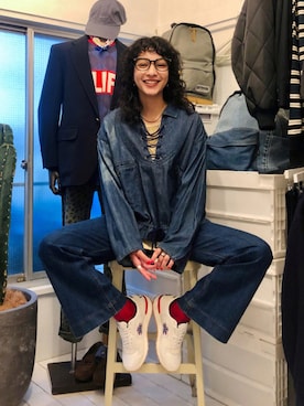 「PERSON'S（パーソンズ）のアイテム（トップス）」を使った、蒼葉えるさん（レディース・166cm）の秋コーディネート