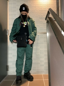 「RIPNDIP（リップンディップ）のアイテム（ジャケット/アウター）」を使った、MONACOさん（レディース・164cm）の冬コーディネート
