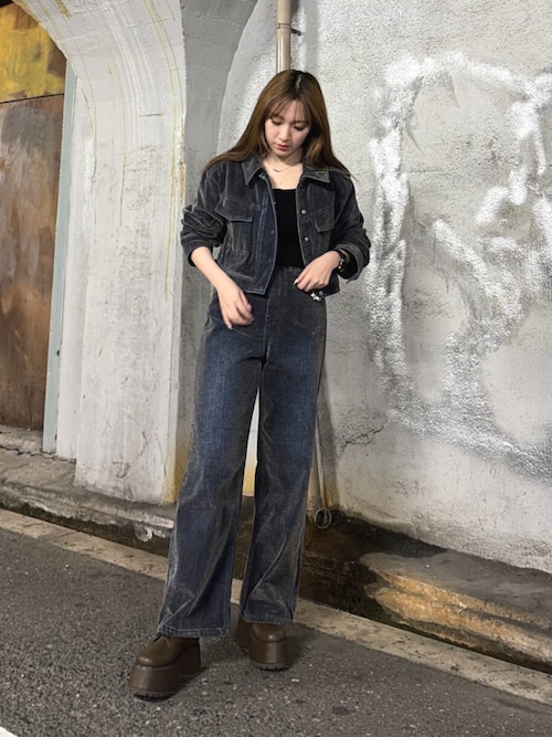 【セットアップ対応】カラーモールデニムパンツ　秋服