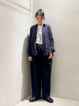 「JOURNAL STANDARD LUXE（ジャーナルスタンダード　ラックス）のラミートロピカル イージーパンツ（その他パンツ、ブラック系）」を使った、Y.Kさん（レディース・163cm）の冬コーディネート