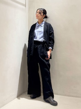 「JOURNAL STANDARD LUXE（ジャーナルスタンダード　ラックス）のフレンチリネンツイル テーラージャケット（テーラードジャケット、ブラック系）」を使った、Y.Kさん（レディース・163cm）の春コーディネート