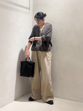 「JOURNAL STANDARD LUXE（ジャーナルスタンダード　ラックス）のオーバーダイ タックワークパンツ（その他パンツ、ベージュ系）」を使った、Y.Kさん（レディース・163cm）の春コーディネート