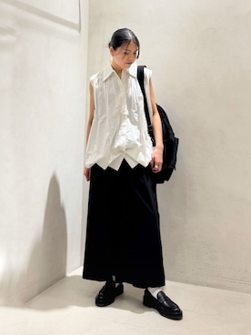 「JOURNAL STANDARD LUXE（ジャーナルスタンダード　ラックス）のC/Cu ワイドマッキンパンツ（その他パンツ、ブラック系）」を使った、Y.Kさん（レディース・163cm）の春コーディネート