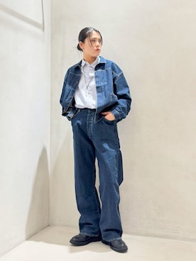「JOURNAL STANDARD LUXE（ジャーナルスタンダード　ラックス）のタイプワッシャー RCハーフスリーブシャツ（シャツ/ブラウス、ブルー系）」を使った、Y.Kさん（レディース・163cm）の春コーディネート