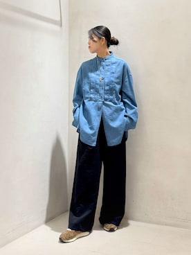 「JOURNAL STANDARD LUXE（ジャーナルスタンダード　ラックス）のトロピカル ヘムイージーパンツ（その他パンツ、ブラック系）」を使った、Y.Kさん（レディース・163cm）の春コーディネート