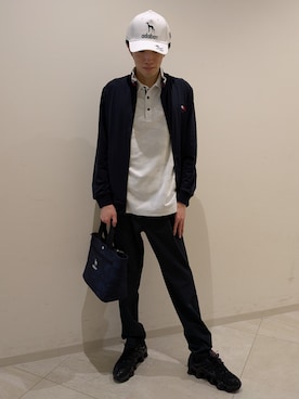 「adabat（アダバット）の【ADABAT NAVY】接触冷感 ナイロントリコットジップブルゾン（ブルゾン、ブルー系）」を使った、シンさん（メンズ・176cm）の夏コーディネート