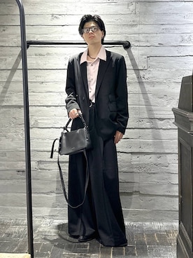 「HARE（ハレ）のAMIショルダーBAG(HARE)（ショルダーバッグ、ブラック系）」を使った、kztstyleさん（メンズ）の夏コーディネート
