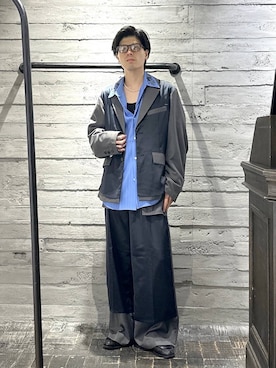 「HARE（ハレ）の【SET UP対応】EXPOSEトラウザー(HARE)（スラックス、グレー系）」を使った、kztstyleさん（メンズ）の夏コーディネート