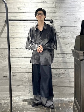 「HARE（ハレ）の【SET UP対応】ARTシアーレイヤードシャツ(HARE)（シャツ/ブラウス、グレー系）」を使った、kztstyleさん（メンズ）の夏コーディネート
