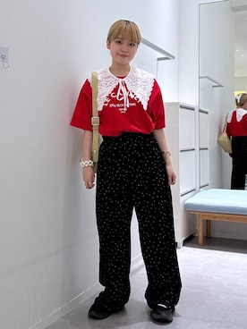 「GLOBAL WORK（グローバルワーク）の楊柳イージーコクーンパンツ/1049115（その他パンツ、その他）」を使った、みずほさん（レディース・154cm）の夏コーディネート