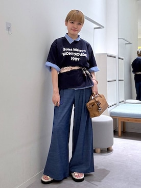 「GLOBAL WORK（グローバルワーク）のアイテム（トップス）」を使った、みずほさん（レディース・154cm）の夏コーディネート