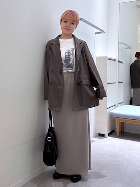 「GLOBAL WORK（グローバルワーク）のアイテム（テーラードジャケット）」を使った、みずほさん（レディース・154cm）の秋コーディネート