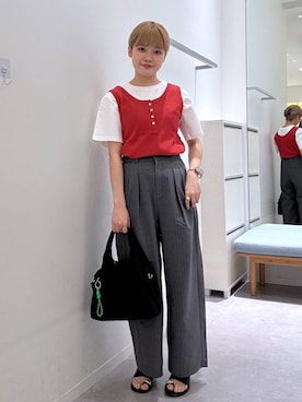 「GLOBAL WORK（グローバルワーク）のアイテム（パンツ）」を使った、みずほさん（レディース・154cm）の夏コーディネート