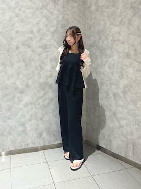 「EVOL（イーボル）の【軽量・S-LLサイズ展開】軽量フラットトングサンダル JA4029（サンダル、ホワイト系）」を使った、madocaさん（レディース・158cm）の夏コーディネート