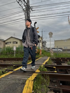 「URBAN RESEARCH DOORS（アーバンリサーチドアーズ）のアイテム（ニットキャップ/ビーニー、ブラック系）」を使った、muk69rockさん（メンズ・176cm）の春コーディネート
