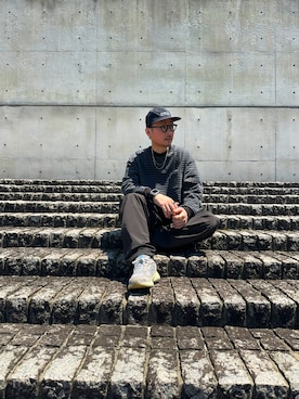 「ALOUNDのアイテム（キャップ、ブラック系）」を使った、muk69rockさん（メンズ・176cm）の夏コーディネート