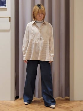 「SOMETHING（サムシング）のアイテム（パンツ）」を使った、YOSIさん（レディース・152cm）の冬コーディネート